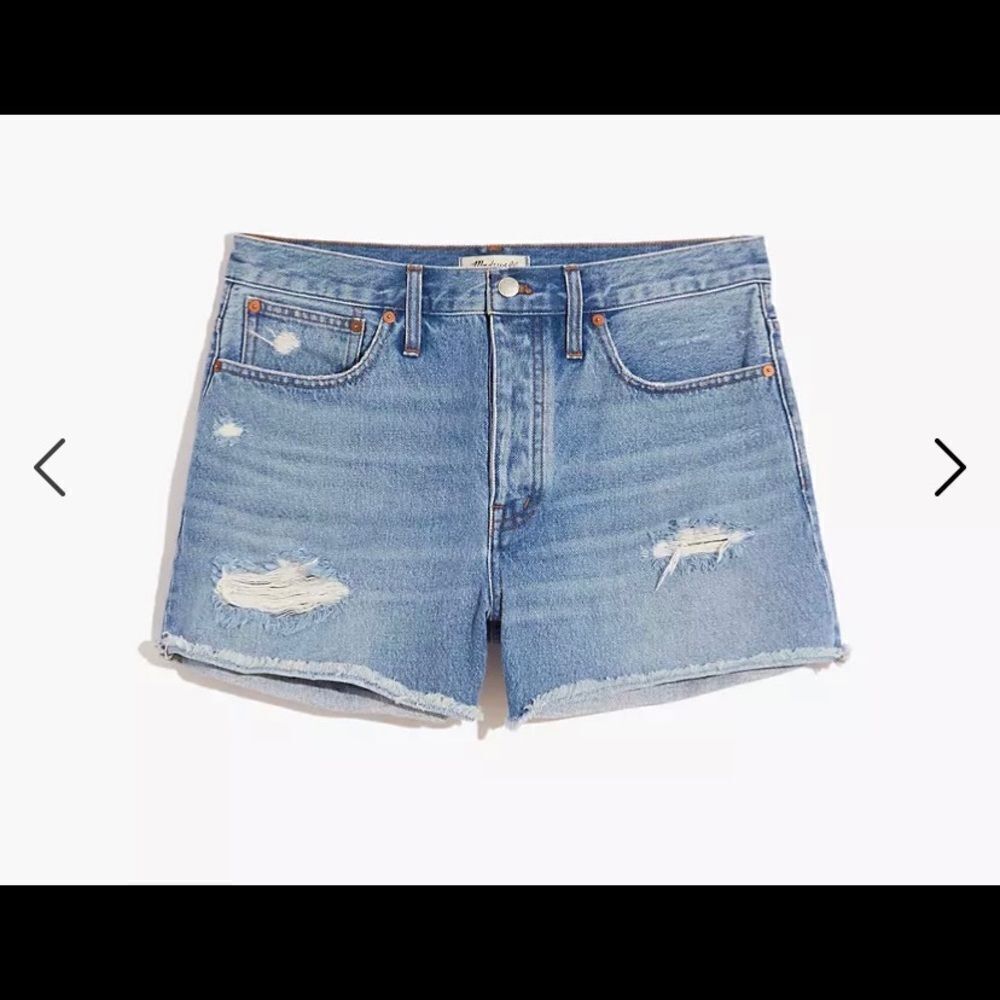 Madewell Curvy Relaxed Denim Shorts Ripped Edition sz 28 NWT